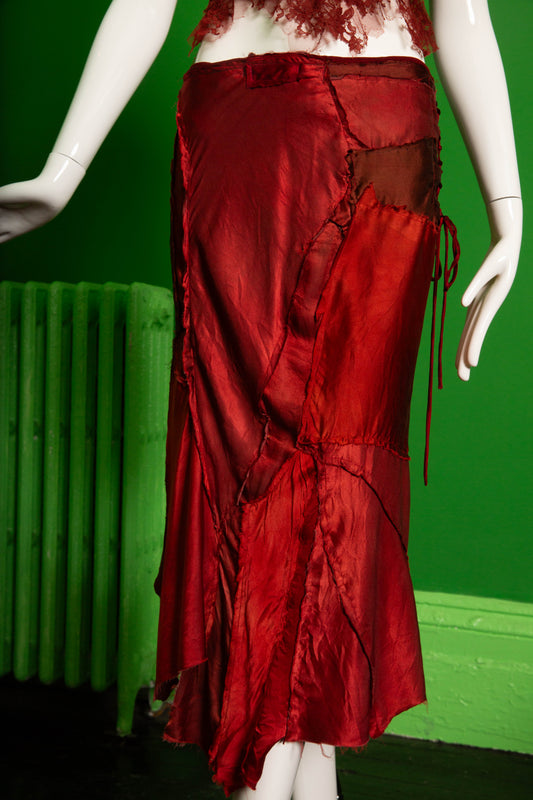 Sarah McCormack Patchwork Silk Skirt in Reds