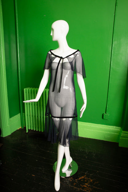 Aurem Biaix Silk Evening gown with velvet ribbon and detachable capelet