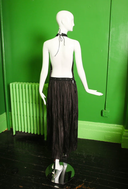 Aurem Biaix Pleated Silk Detachable Halter Maxi Dress
