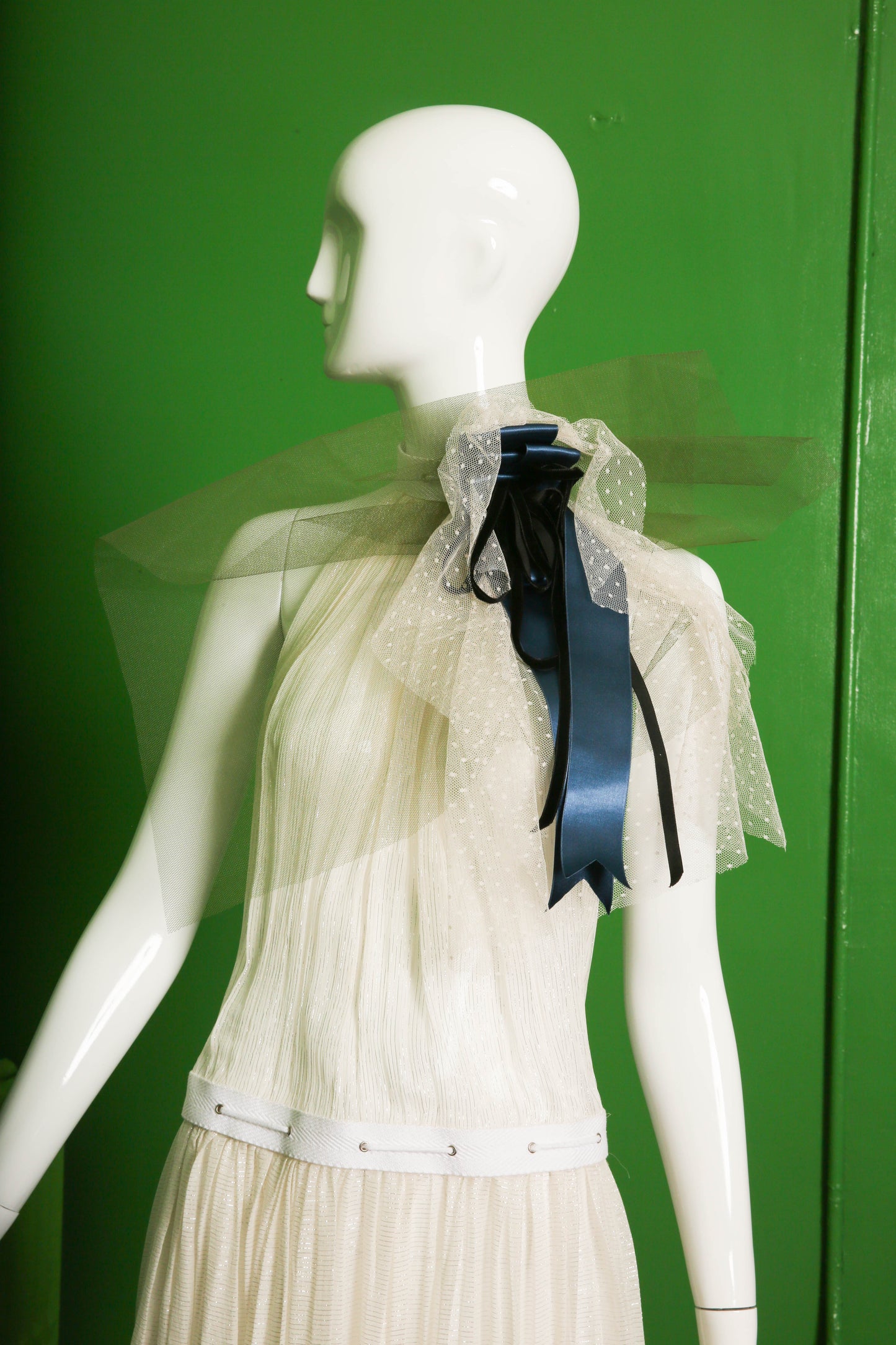Aurem Biaix Silk Pleated Detachable Dress with Puff Train