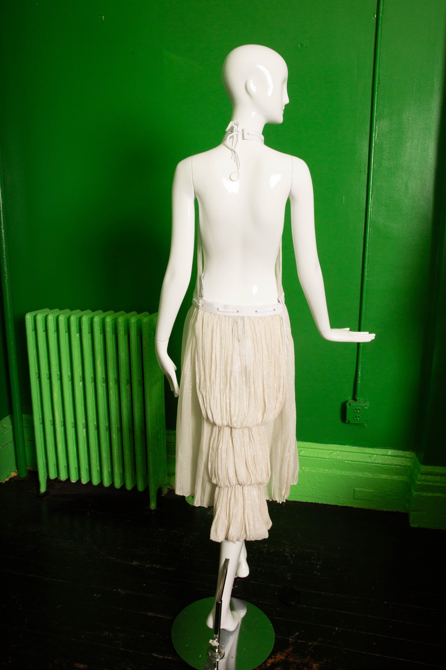 Aurem Biaix Silk Pleated Detachable Dress with Puff Train
